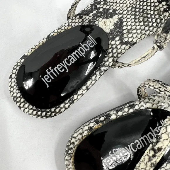 JEFFREY CAMPBELL Shoes Women 7.5 Black Snake Myron Slingback Flat Pointy Leather - Picture 7 of 10